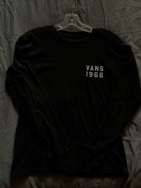 Vans Black Long Sleeve Shirt with White Chest Logo